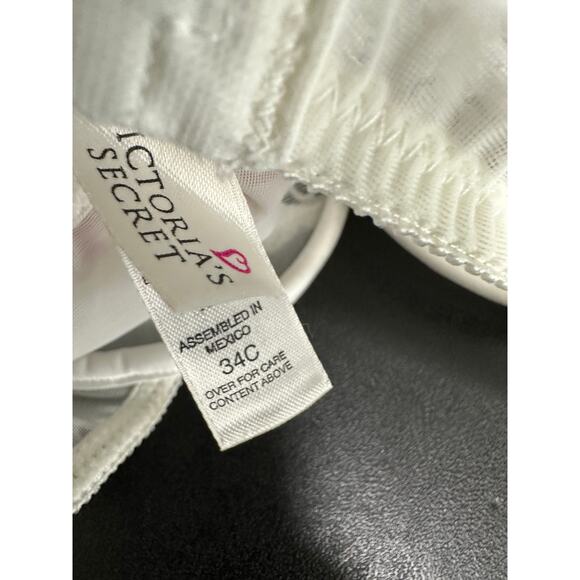 Victoria's Secret Womens White Lace Sheer Underwire Bra Size 34C Sexy Minimizer - Picture 5 of 7